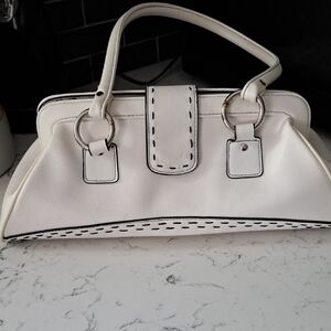 New York & Company White Satchel With Black Stitching. From 1980's